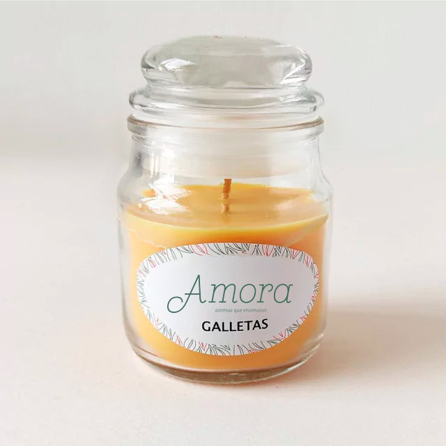 Vela Aromática en Frasco con Tapa de Vidrio